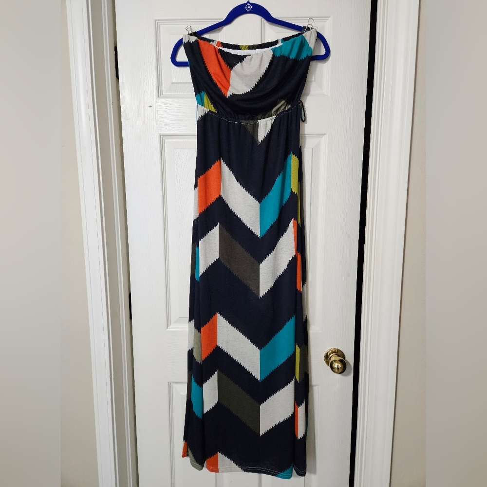 Chevron Patterned Maxi Dress